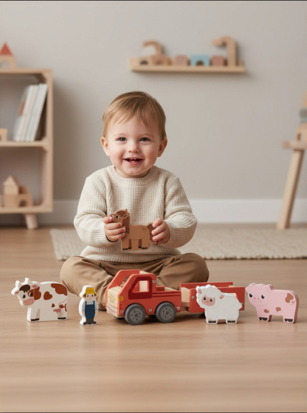 Wooden Tractor Playset (7 pc. set)