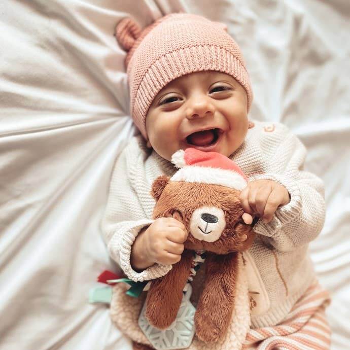 Holiday Itzy Lovey™ Plush + Teether Toy: Bear - Evvie Bean's Baby Boutique