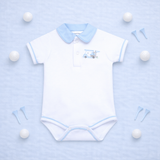 Little Golfer Collared Bodysuit - Light Blue