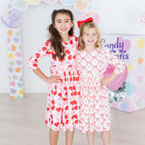 Lovebug 3/4 Sleeve Ruffle Twirl Dress