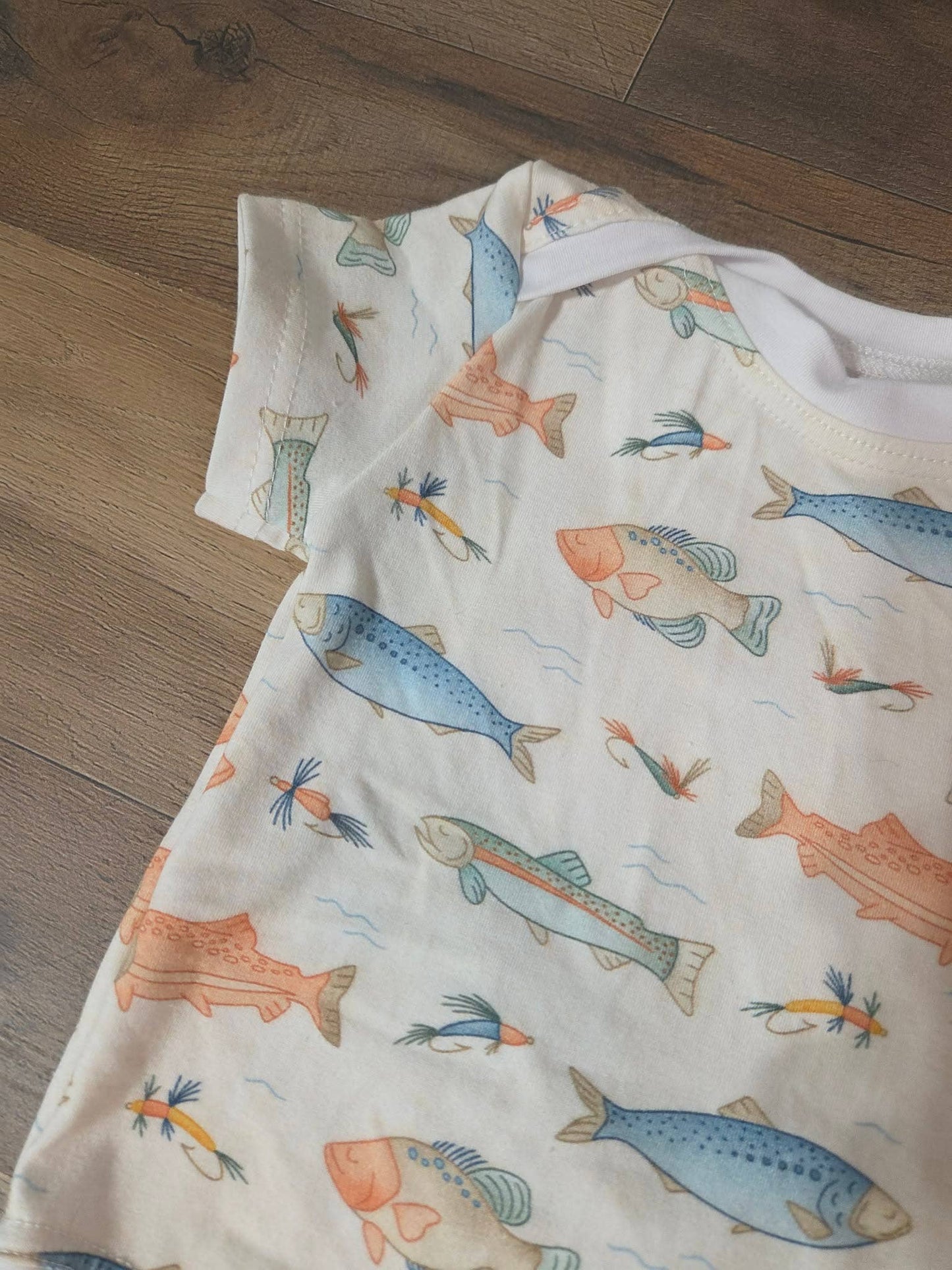 Handmade Vintage Fishing Baby Bodysuit