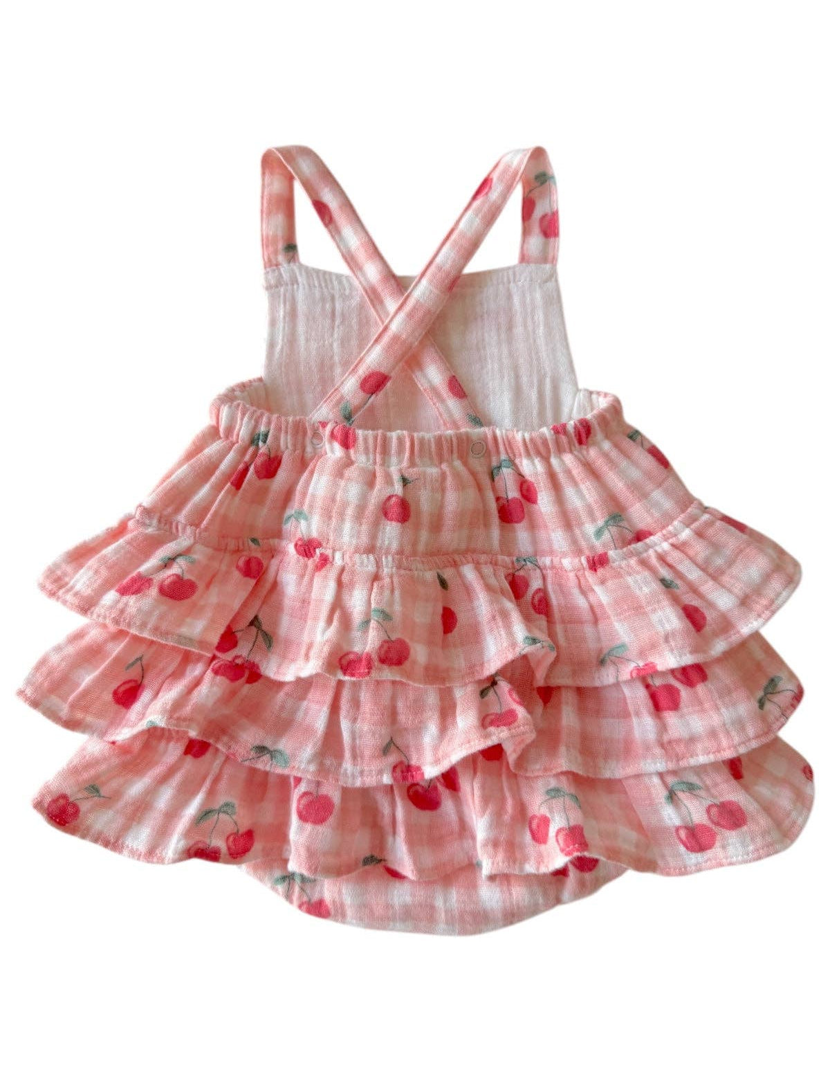 Gingham Cherries / Muslin Ruffle Sunsuit