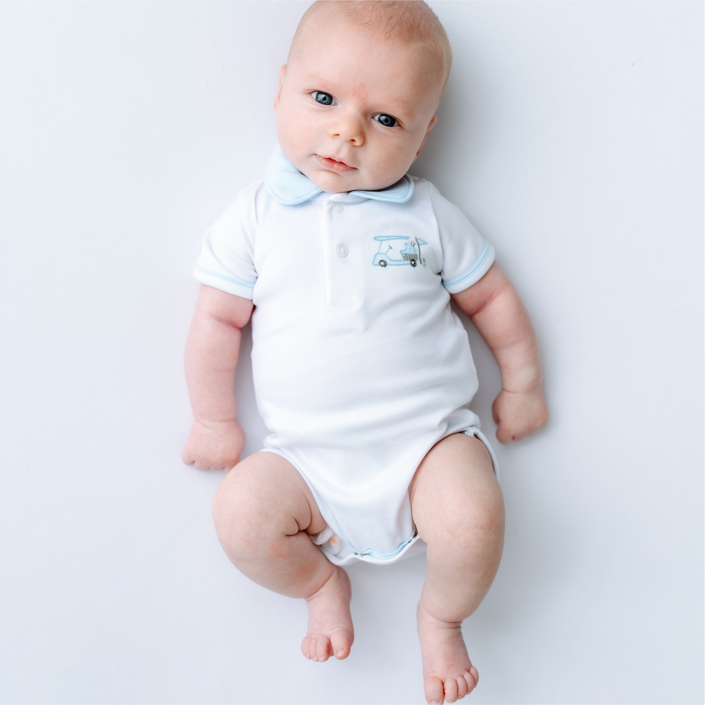 Little Golfer Collared Bodysuit - Light Blue