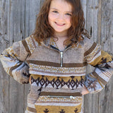 Teal/Brown aztec printed pullover