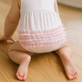 Gingham Dots Ruffle Flutters Bubble in Pink