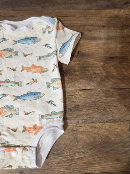 Handmade Vintage Fishing Baby Bodysuit