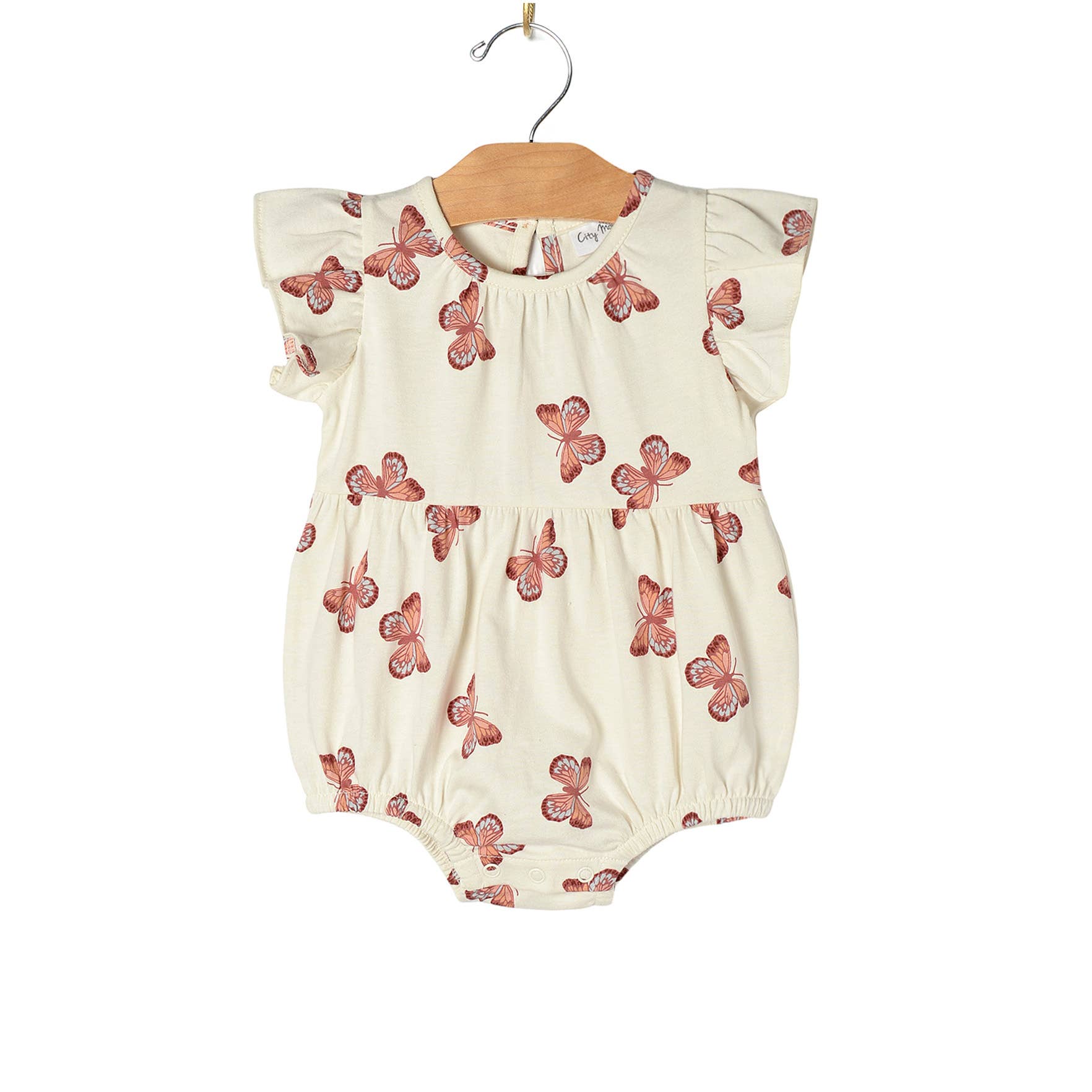 Flutter Sleeve Short Romper- Butterflies