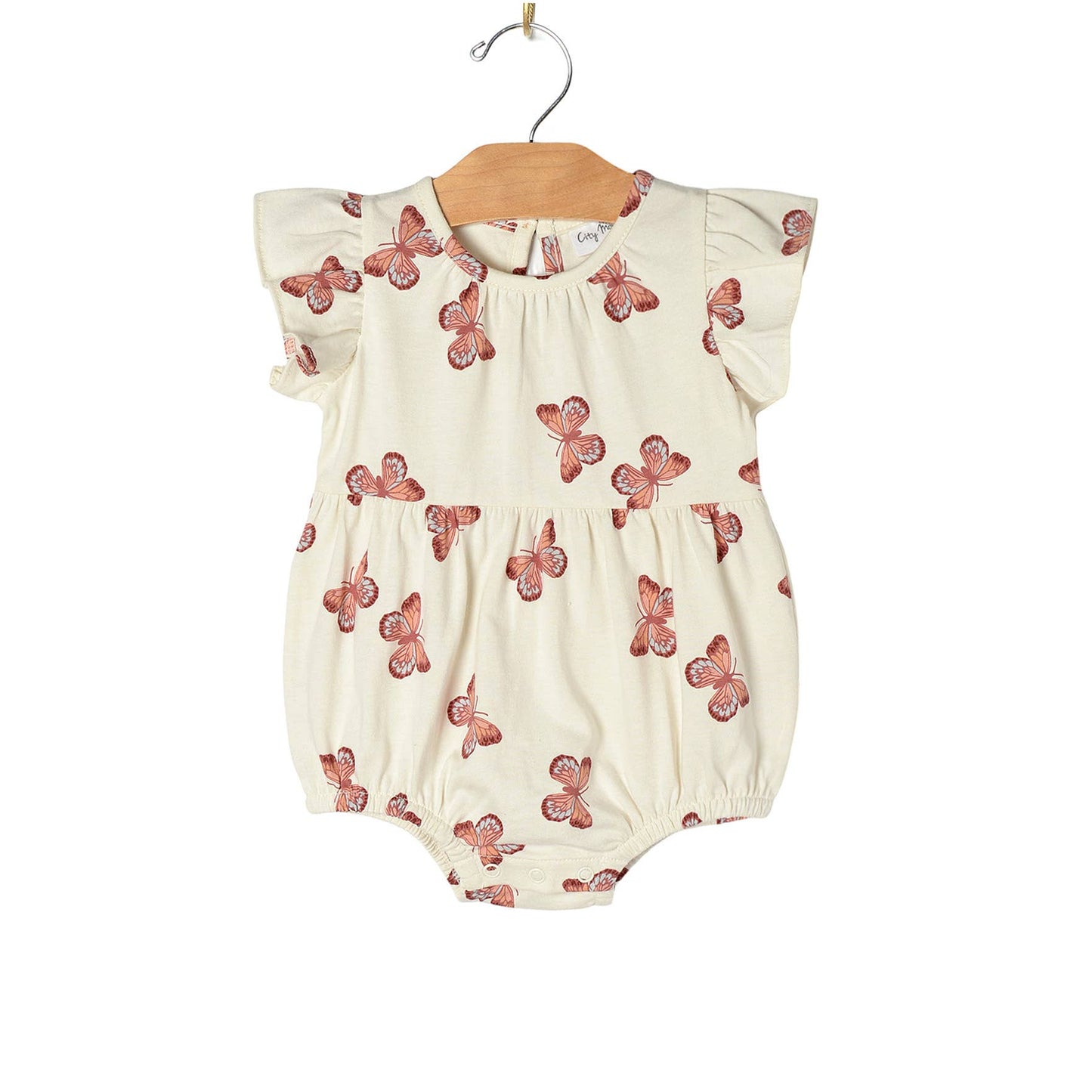 Flutter Sleeve Short Romper- Butterflies