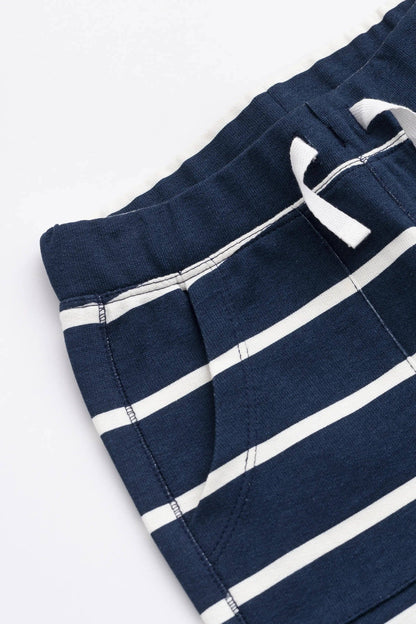 Kids Sporty Sweatshorts | Navy Stripe
