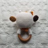 Hand Crochet White & Brown Highland Cow Rattle
