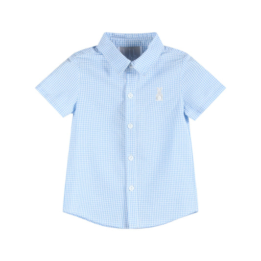 Blue Gingham Easter Bunny Dress Shirt