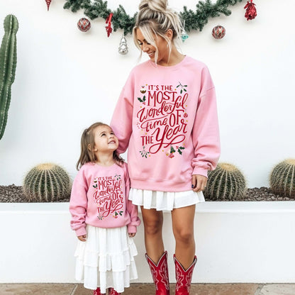 Most Wonderful Time | Girls Mama Mini Christmas Sweatshirts