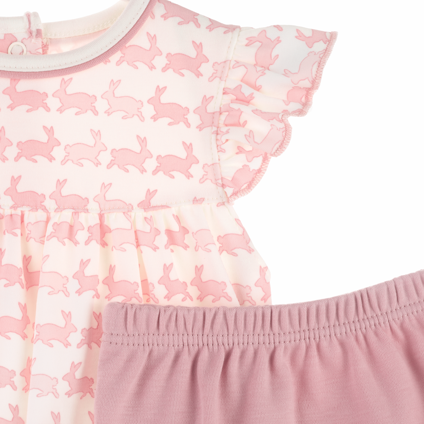 Bunny Hop Ruffle Diaper Cover Set - Dusty Rose