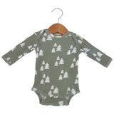 Organic Waffle Long Sleeve Bodysuit, Alpine Trees
