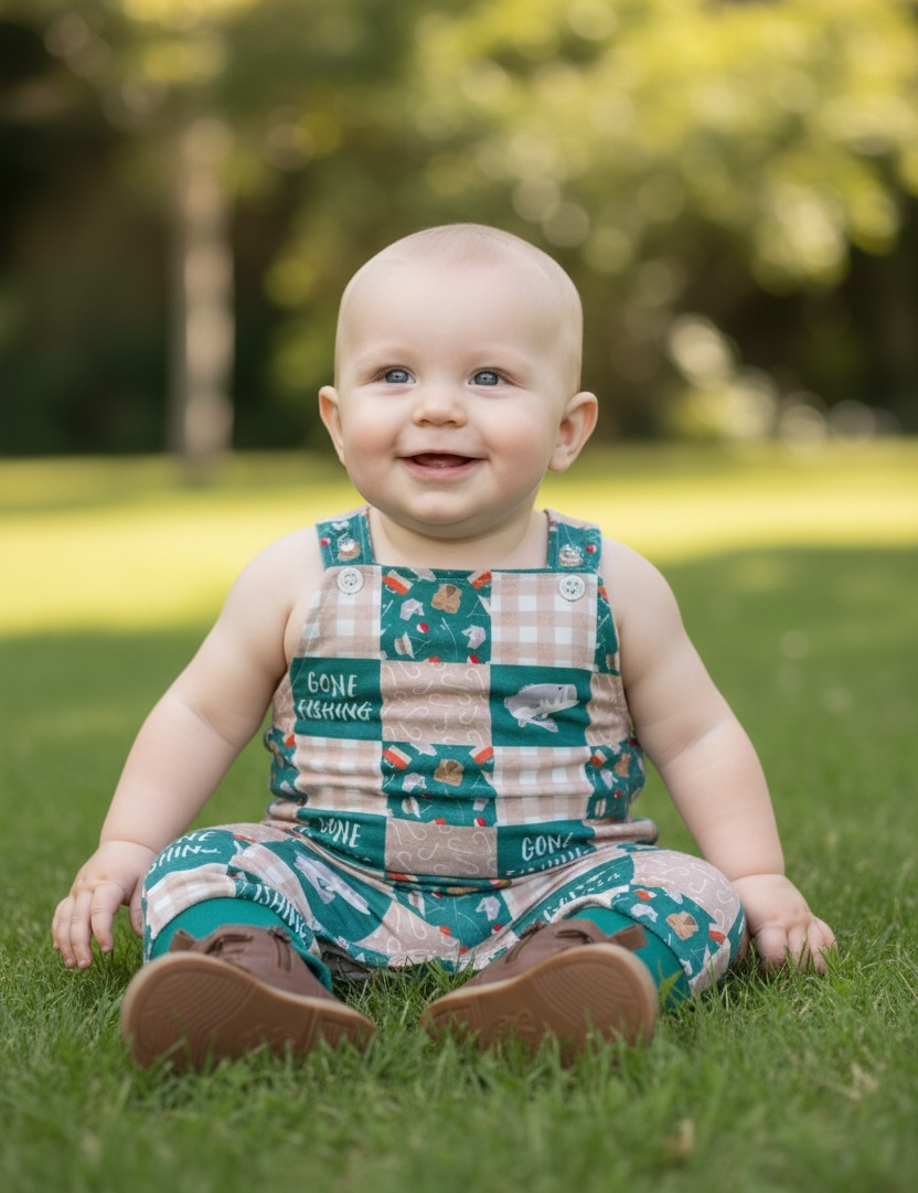 Gone Fishing Patchwork Overalls