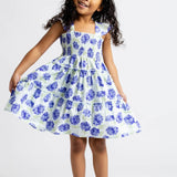 Flutter Sleeve Dress | Iris Purple Hydrangeas