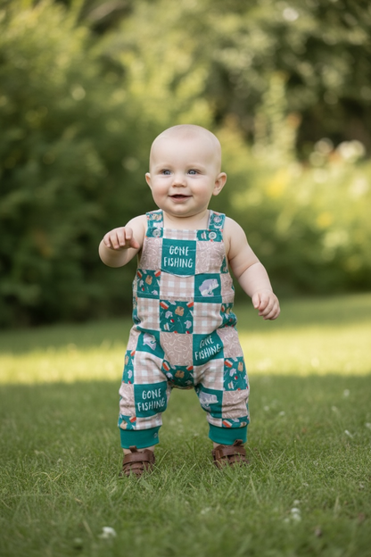 Gone Fishing Patchwork Overalls