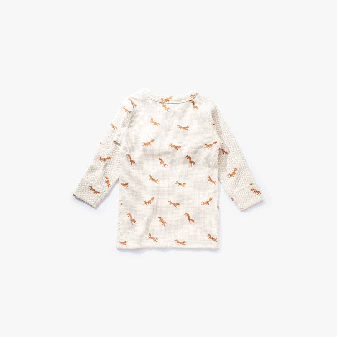 Friendly Fox Waffle Long Sleeve Tee