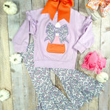 Purple Candy Corn & Bows Bell Bottoms Set: Halloween