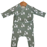Organic Waffle Kimono & Pant Set, Alpine Trees