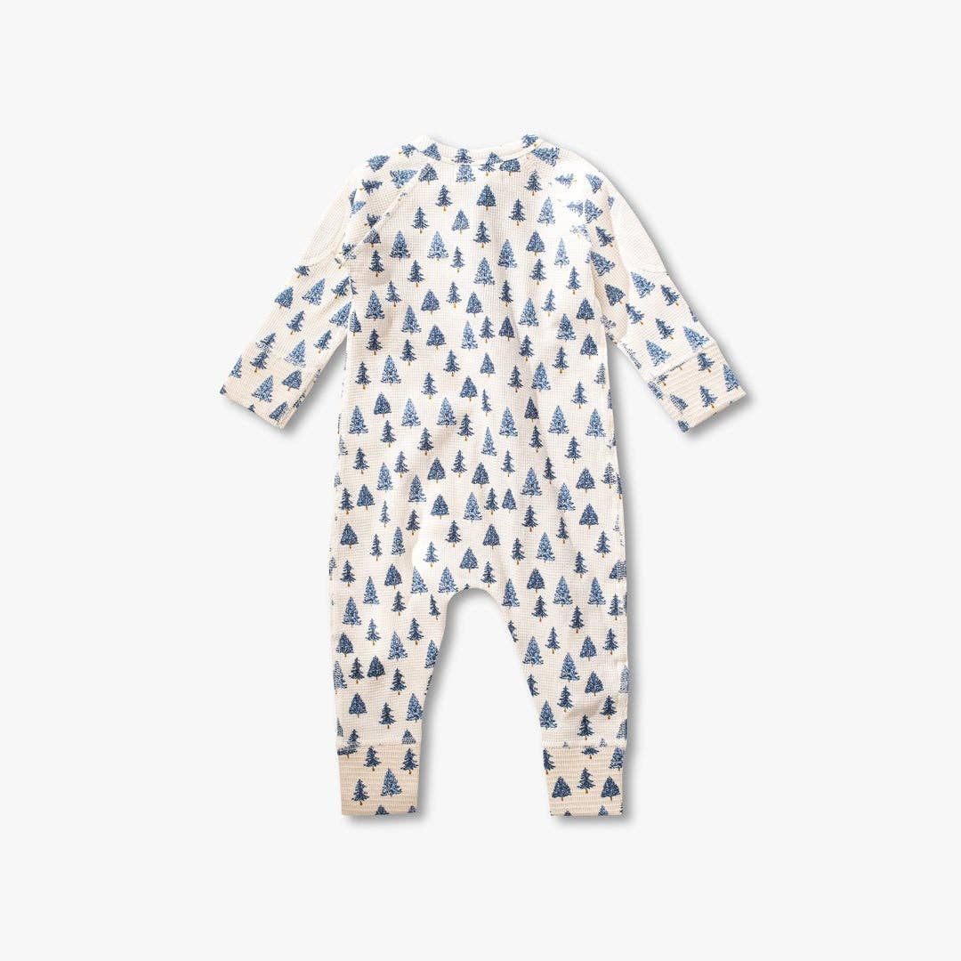 Pine Tree Waffle Baby Zip Romper