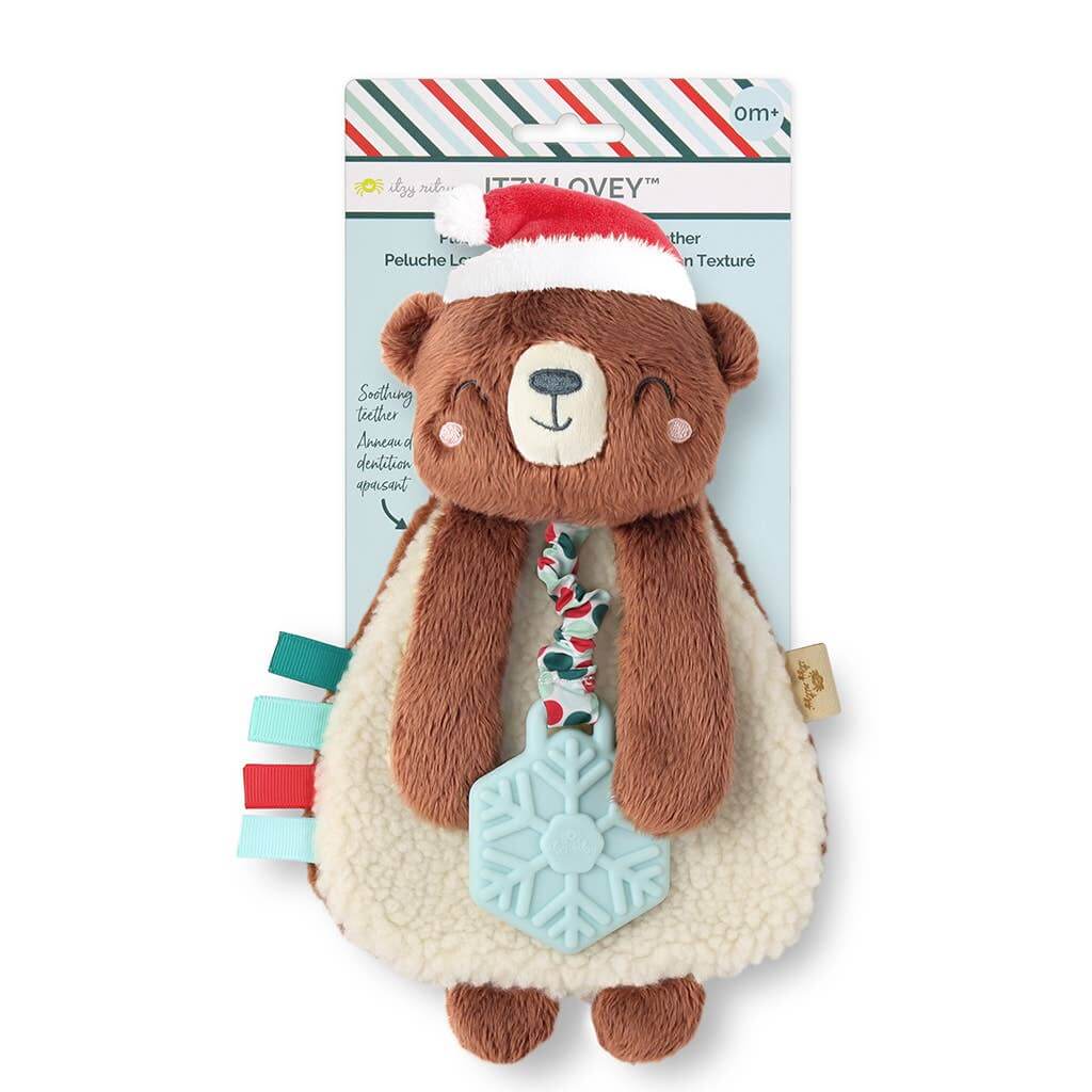 Holiday Itzy Lovey™ Plush + Teether Toy: Bear - Evvie Bean's Baby Boutique