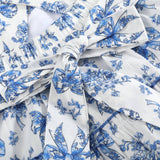 Blue Floral and Bow Print Layered Sundress