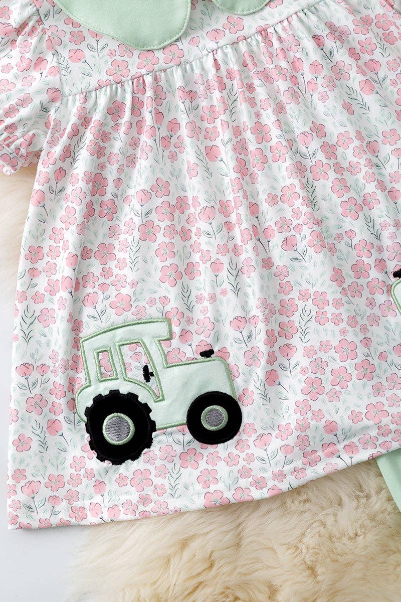 Tractor applique tunic & dusty green leggings
