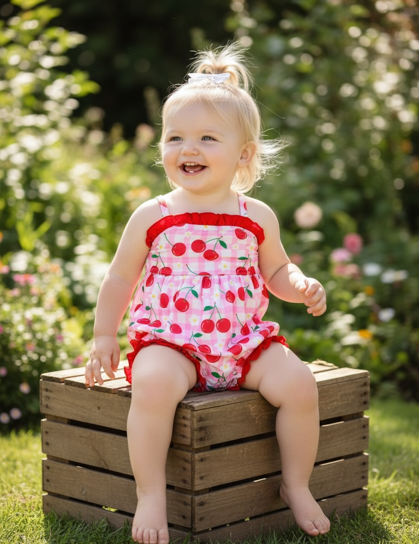 Cherry & Gingham Romper