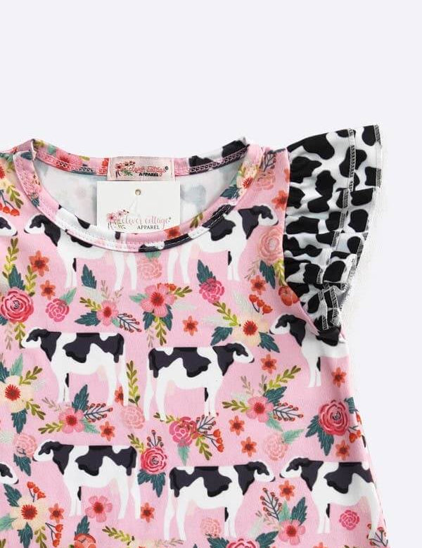 Ole' Bessie Floral Cow Romper