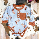 Cowboy Boots Infant Romper: Fall 2025 Western Baby Clothes