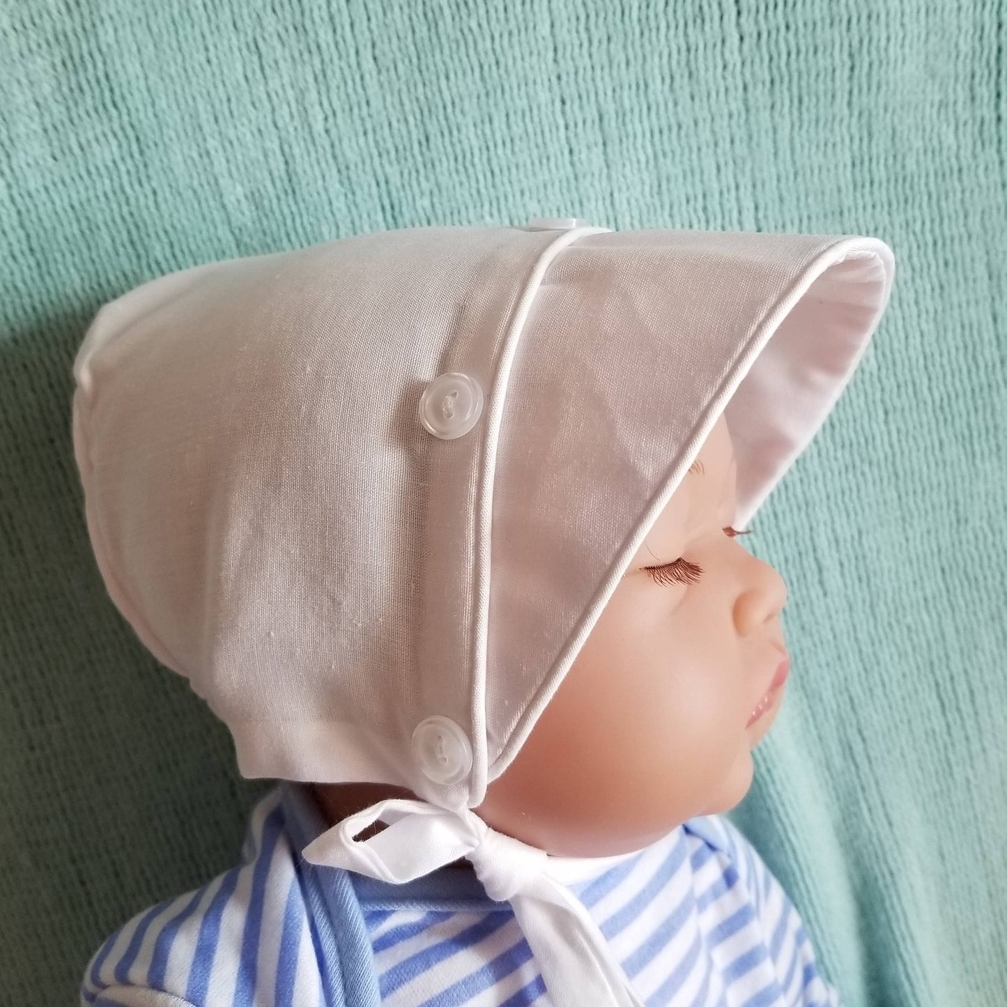 Boys Solid White Bonnet Baby