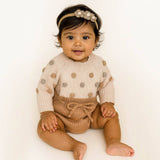 Lottie Dot Knit Romper – Apricot Sunset