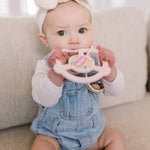 Silicone Teether Ring with Detachable Clip Sweet Daisy