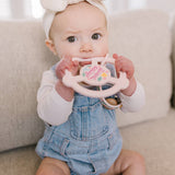 Silicone Teether Ring with Detachable Clip Sweet Daisy