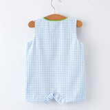 Baby Boys Summer Crocodile Embroidered Smocked Romper