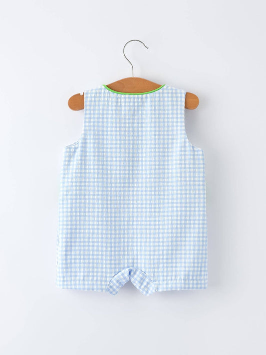 Baby Boys Summer Crocodile Embroidered Smocked Romper