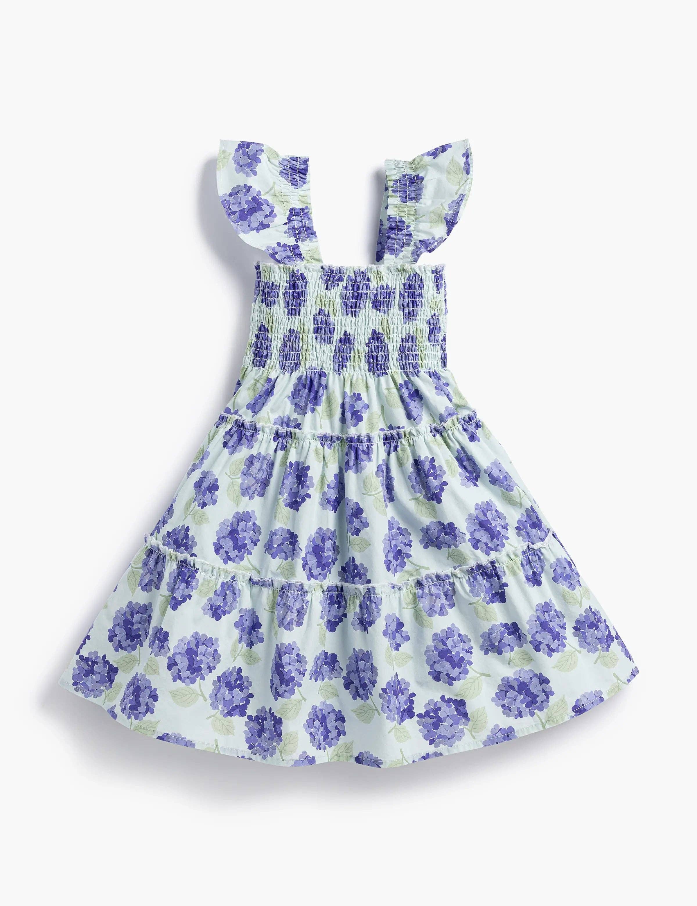 Flutter Sleeve Dress | Iris Purple Hydrangeas