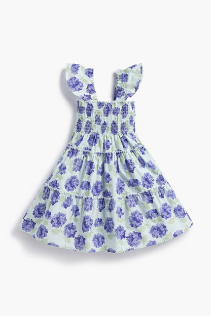 Flutter Sleeve Dress | Iris Purple Hydrangeas