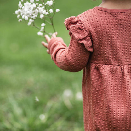 Rust Dottie Ruffle Infant Jumpsuit