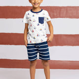Kids Sporty Sweatshorts | Navy Stripe