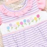 Tiny Spring Blossoms Smocked Ruffle Bubble