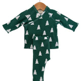 Organic Waffle Kimono & Pant Set, Spruce Trees
