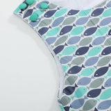 Blue Green Fish Print Shortalls