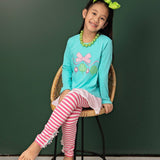Embroidered Clovers with Striped Leggings Set