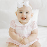 Mini Checks Smocked Collared S/S Girl Bubble - Pink