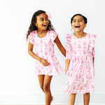Twirling en Pointe 3/4 Sleeve Ruffle Twirl Dress