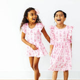 Twirling en Pointe 3/4 Sleeve Ruffle Twirl Dress