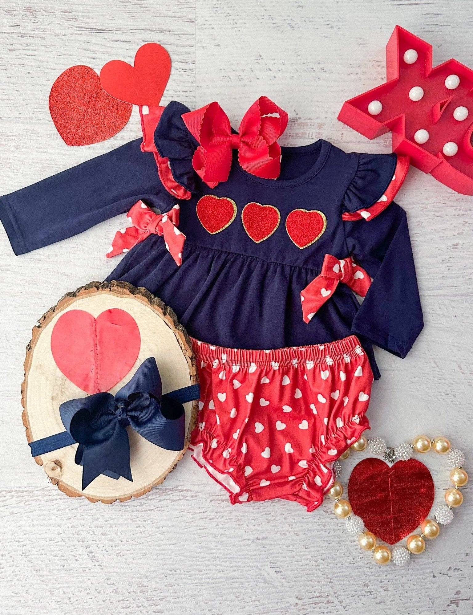 Vintage Valentine Infant Romper Set