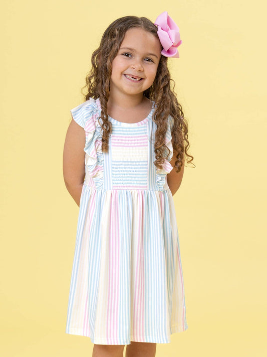Sunshine Sway Striped Ruffle Dress